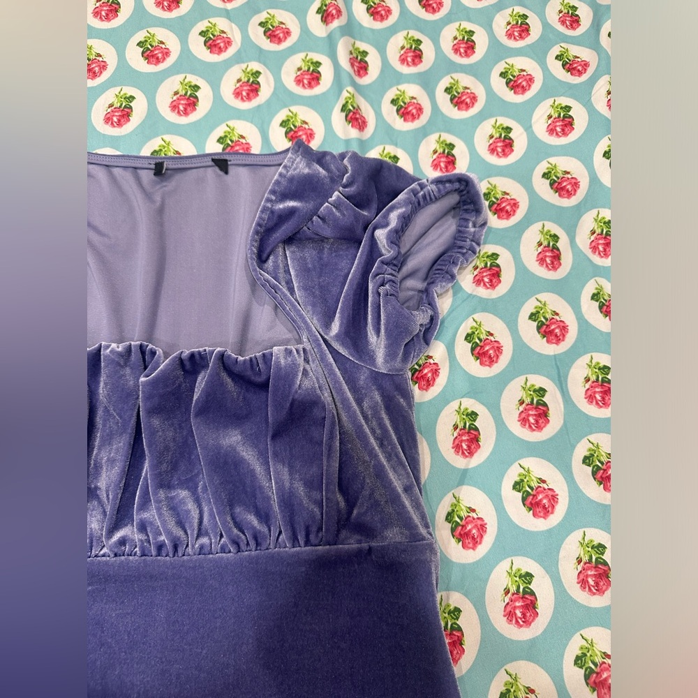 Vintage forever 21 stretchy lavender bodycon babydoll velvet dress. - Picture 5 of 14
